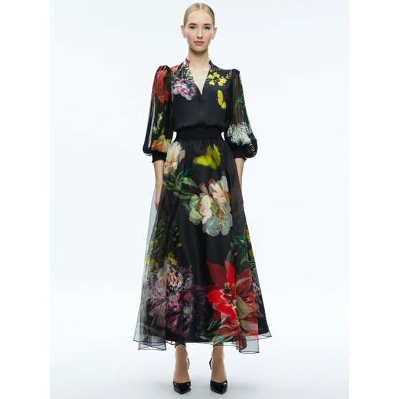 Alice + Olivia Nilda Essential Floral Silk Maxi Skirt 0 - Picture 5 of 11